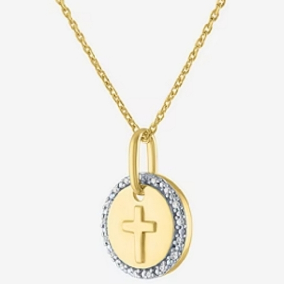 Jewelry - 2pc Diamond Necklace 14k gold over silver chain 18 inches